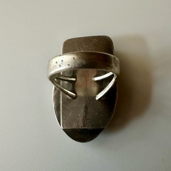 Navajo Ring Vintage Sterling & Jasper Modernist Ring Size 6.5 - Picture 9 of 15